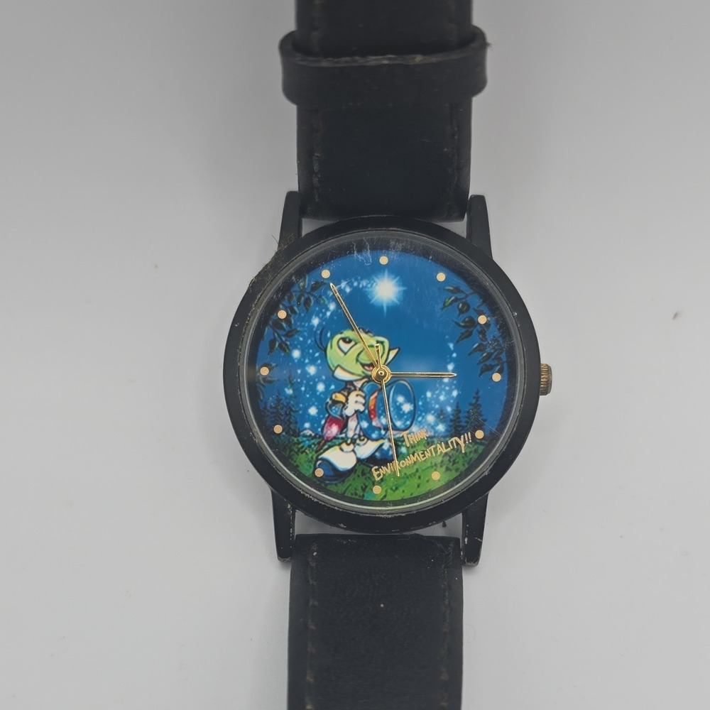 Disney‎ Jiminy Cricket Watch Recycled Materials Stainless Steel Japan Movement